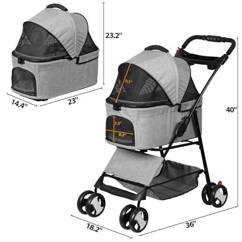 Pet Stroller For Cats With Detachable Carrier Reviews