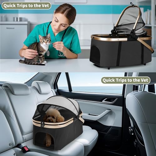 Double Pet Stroller For Dogs With Car Seat