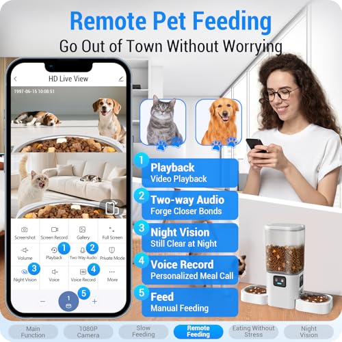 Automatic Cat Feeder With Camera For Two Cats